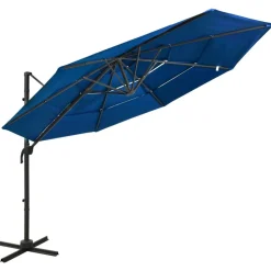 MAISON EXCLUSIVE - Parasol de jardin à 4 niveaux avec mât en aluminium bleu azuré