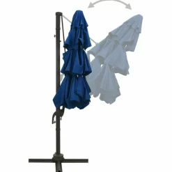 MAISON EXCLUSIVE - Parasol de jardin à 4 niveaux avec mât en aluminium bleu azuré