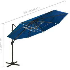 MAISON EXCLUSIVE - Parasol de jardin à 4 niveaux avec mât en aluminium bleu azuré