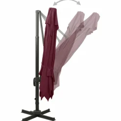 MAISON EXCLUSIVE - Parasol de jardin en porte-à-faux à double toit rouge bordeaux