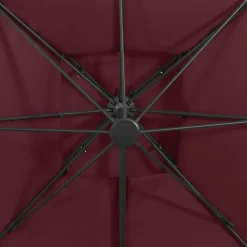 MAISON EXCLUSIVE - Parasol de jardin en porte-à-faux à double toit rouge bordeaux