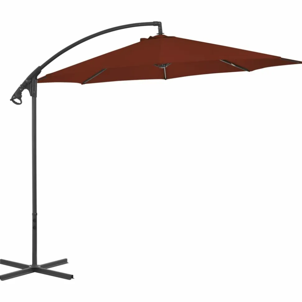 MAISON EXCLUSIVE - Parasol de jardin en porte-à-faux avec mât en acier terre cuite