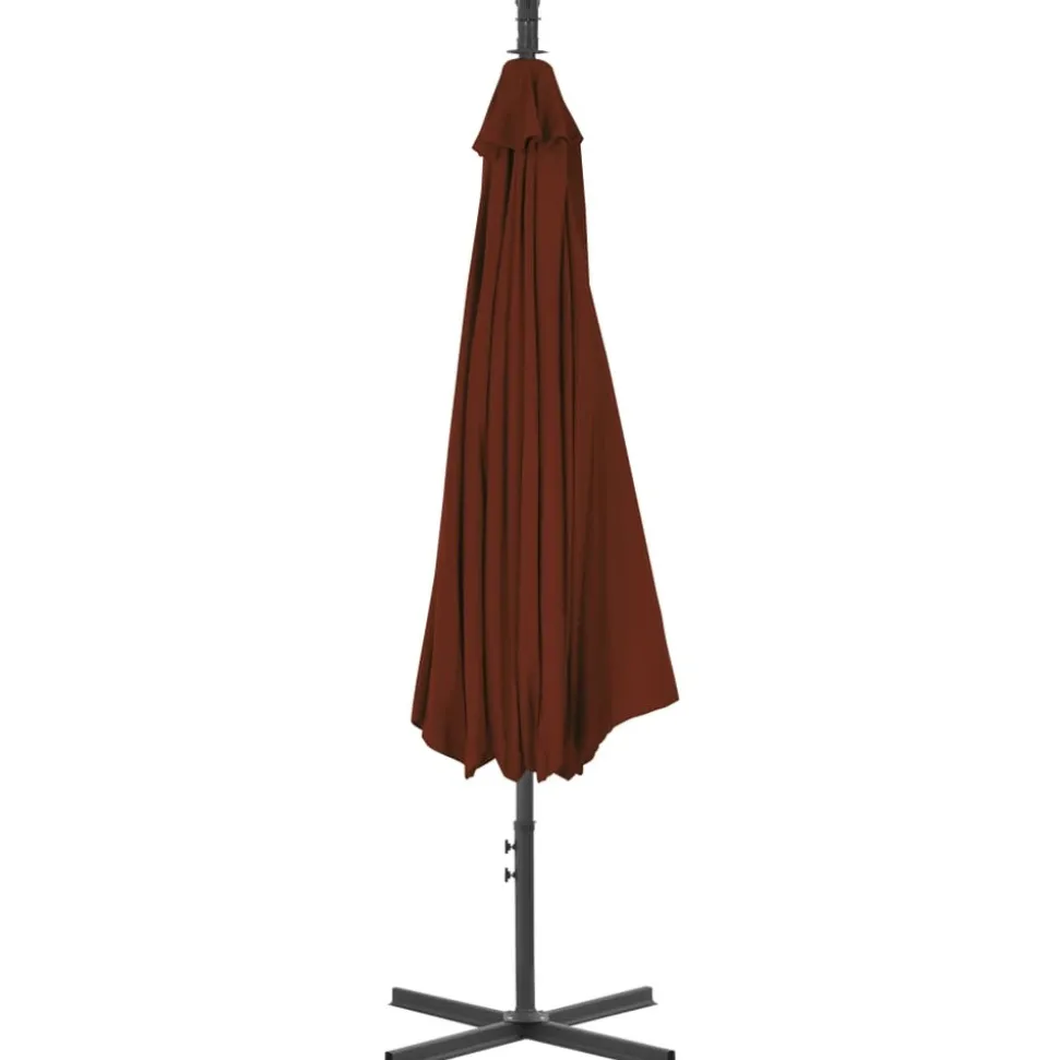 MAISON EXCLUSIVE - Parasol de jardin en porte-à-faux avec mât en acier terre cuite