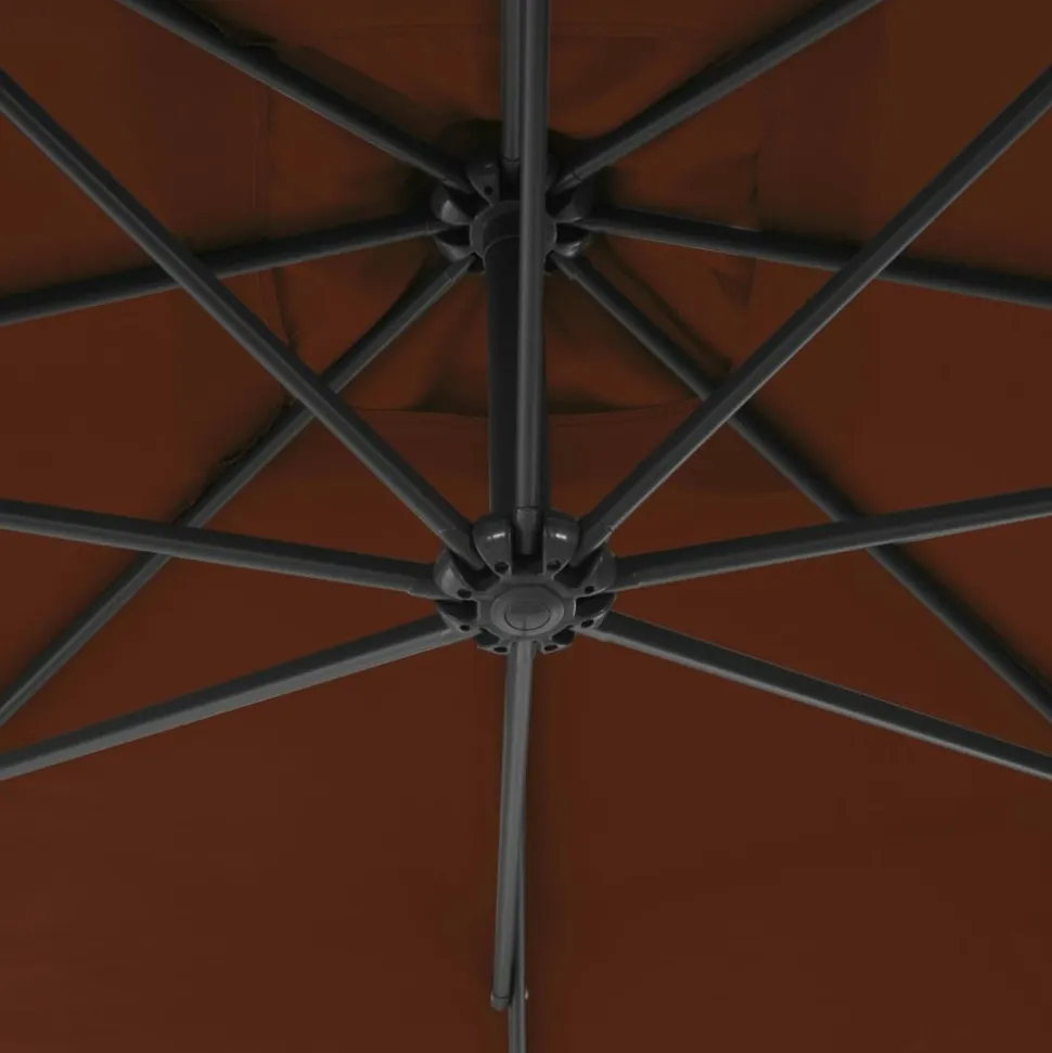 MAISON EXCLUSIVE - Parasol de jardin en porte-à-faux avec mât en acier terre cuite
