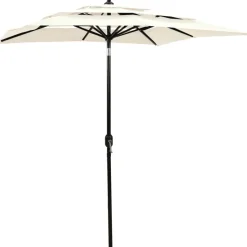 MAISON EXCLUSIVE - Parasol de jardin à 3 niveaux avec mât en aluminium sable 2x2 m