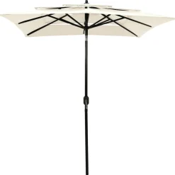 MAISON EXCLUSIVE - Parasol de jardin à 3 niveaux avec mât en aluminium sable 2x2 m