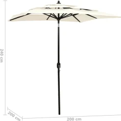 MAISON EXCLUSIVE - Parasol de jardin à 3 niveaux avec mât en aluminium sable 2x2 m
