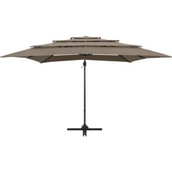 MAISON EXCLUSIVE - Parasol de jardin à 4 niveaux avec mât en aluminium taupe