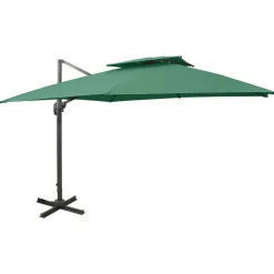 MAISON EXCLUSIVE - Parasol de jardin en porte-à-faux avec double toit vert