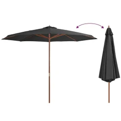 MAISON EXCLUSIVE - Parasol d'extérieur avec mât en bois 350 cm anthracite