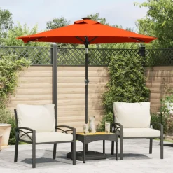 MAISON EXCLUSIVE - Parasol de jardin led et mât en acier terre cuite 225x225x212cm