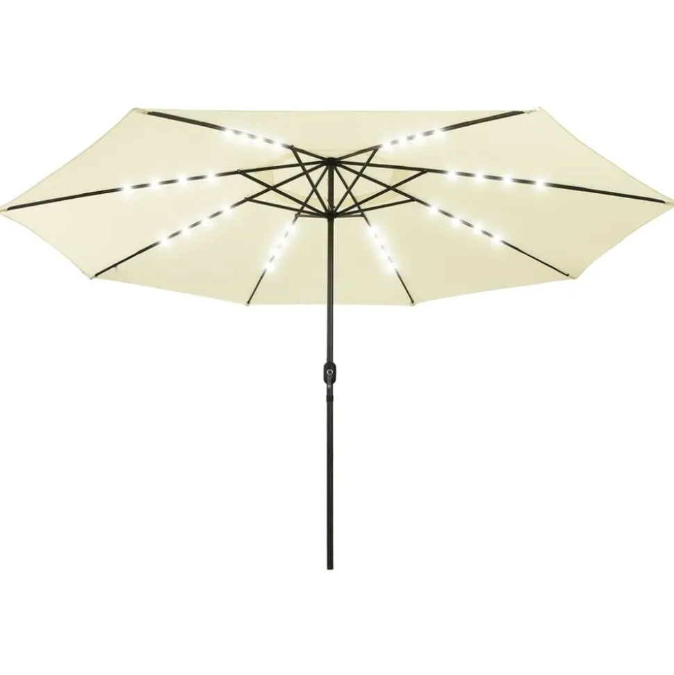 MAISON EXCLUSIVE - Parasol de jardin avec lumières led et mât en métal 400cm sable