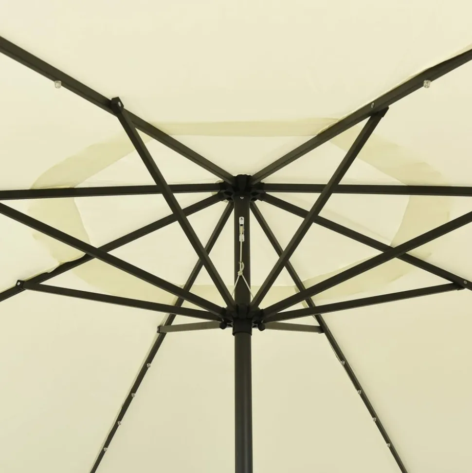 MAISON EXCLUSIVE - Parasol de jardin avec lumières led et mât en métal 400cm sable