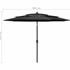 MAISON EXCLUSIVE - Parasol de jardin à 3 niveaux avec mât en aluminium anthracite