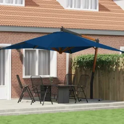 MAISON EXCLUSIVE - Parasol de jardin en porte-à-faux avec mât en bois bleu azuré