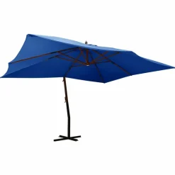 MAISON EXCLUSIVE - Parasol de jardin en porte-à-faux avec mât en bois bleu azuré