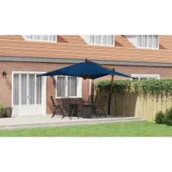 MAISON EXCLUSIVE - Parasol de jardin en porte-à-faux avec mât en bois bleu azuré