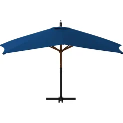 MAISON EXCLUSIVE - Parasol de jardin en porte-à-faux avec mât en bois bleu azuré
