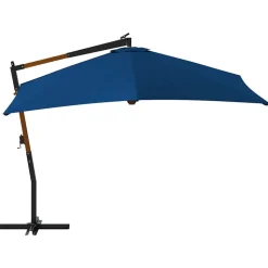 MAISON EXCLUSIVE - Parasol de jardin en porte-à-faux avec mât en bois bleu azuré