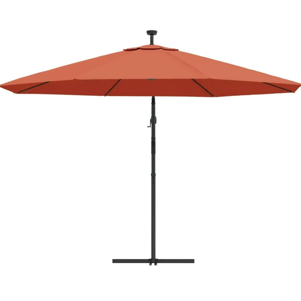 MAISON EXCLUSIVE - Parasol de jardin en porte-à-faux avec lumières led terre cuite