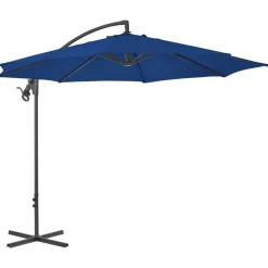 MAISON EXCLUSIVE - Parasol de jardin en porte-à-faux avec mât en acier bleu azuré