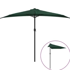 MAISON EXCLUSIVE - Parasol de balcon avec mât en aluminium vert 300x155 cm demi