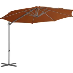 MAISON EXCLUSIVE - Parasol de jardin en porte-à-faux avec mât en acier terre cuite
