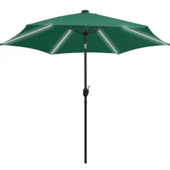 MAISON EXCLUSIVE - Parasol de jardin avec lumières led et mât en aluminium vert