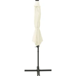 MAISON EXCLUSIVE - Parasol de jardin en porte-à-faux et mât et lumières led sable