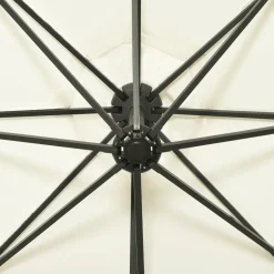 MAISON EXCLUSIVE - Parasol de jardin en porte-à-faux et mât et lumières led sable