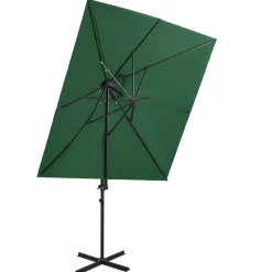 MAISON EXCLUSIVE - Parasol de jardin en porte-à-faux à double toit vert 250x250 cm