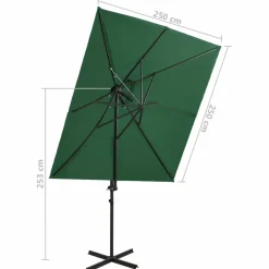 MAISON EXCLUSIVE - Parasol de jardin en porte-à-faux à double toit vert 250x250 cm