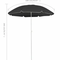 MAISON EXCLUSIVE - Parasol de jardin avec mât en acier anthracite 180 cm