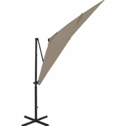 MAISON EXCLUSIVE - Parasol de jardin en porte-à-faux et mât et lumières led taupe