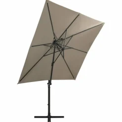 MAISON EXCLUSIVE - Parasol de jardin en porte-à-faux et mât et lumières led taupe