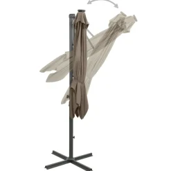 MAISON EXCLUSIVE - Parasol de jardin en porte-à-faux et mât et lumières led taupe