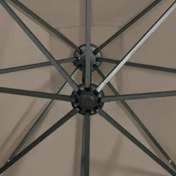 MAISON EXCLUSIVE - Parasol de jardin en porte-à-faux et mât et lumières led taupe