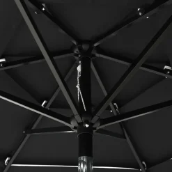 MAISON EXCLUSIVE - Parasol de jardin à 3 niveaux avec mât en aluminium noir