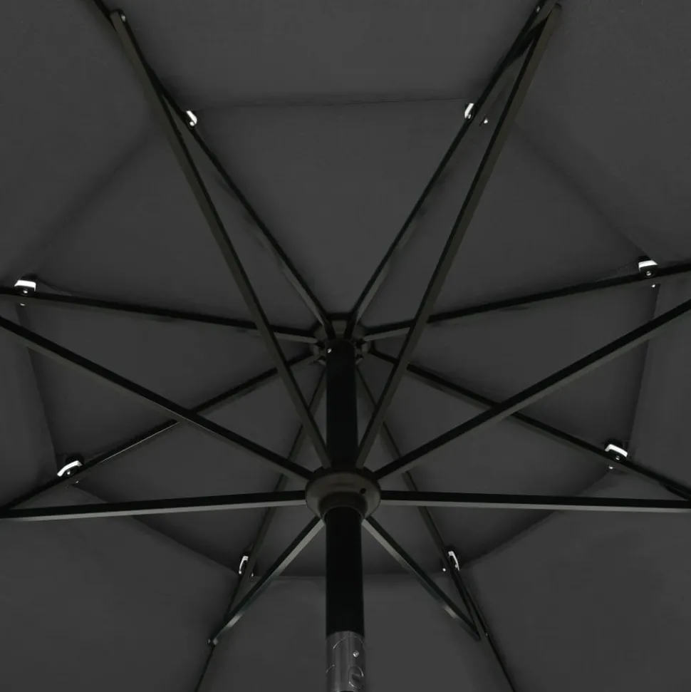 MAISON EXCLUSIVE - Parasol de jardin à 3 niveaux avec mât en aluminium anthracite