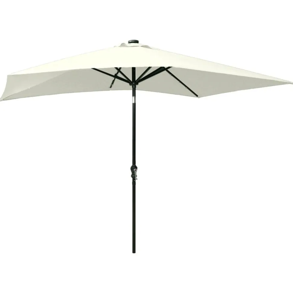 MAISON EXCLUSIVE - Parasol de jardin avec led et mât en acier sable 2x3 m