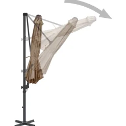 MAISON EXCLUSIVE - Parasol de jardin en porte-à-faux et poteau en aluminium taupe