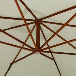 MAISON EXCLUSIVE - Parasol de jardin en porte-à-faux avec mât en bois blanc sable