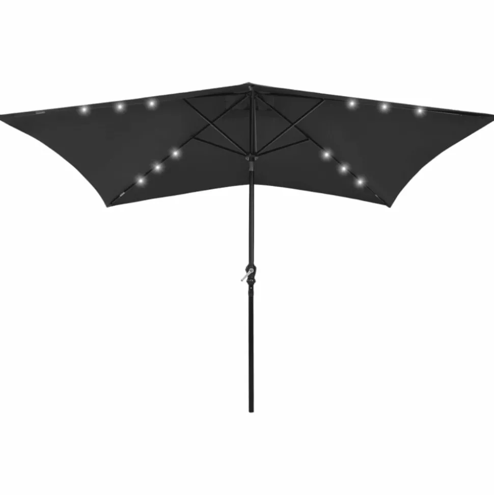MAISON EXCLUSIVE - Parasol de jardin avec led et mât en acier noir 2x3 m