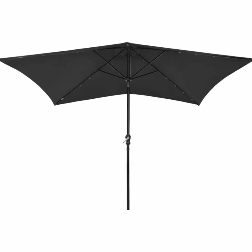 MAISON EXCLUSIVE - Parasol de jardin avec led et mât en acier noir 2x3 m