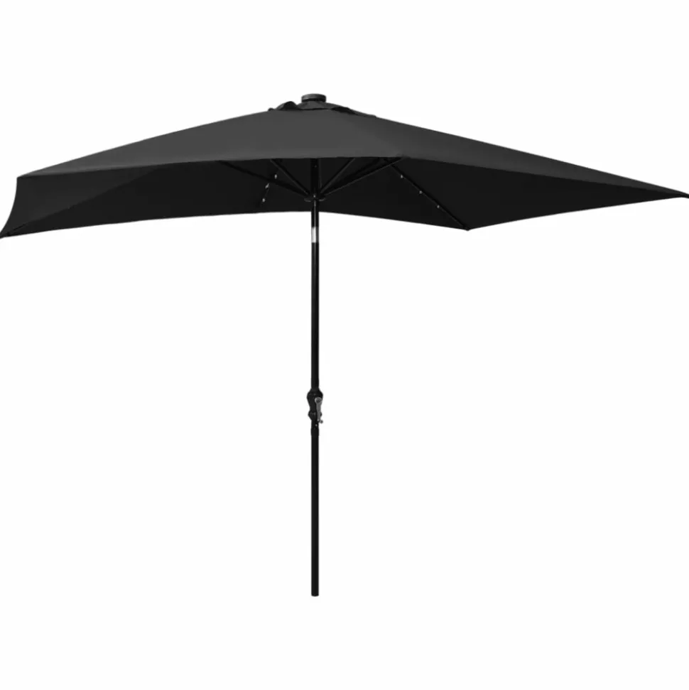 MAISON EXCLUSIVE - Parasol de jardin avec led et mât en acier noir 2x3 m