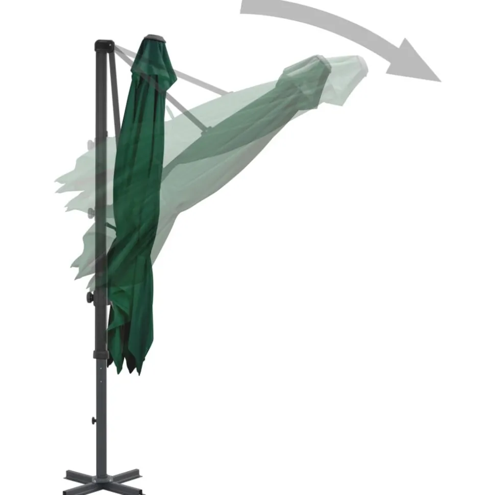 MAISON EXCLUSIVE - Parasol de jardin en porte-à-faux et poteau en aluminium vert