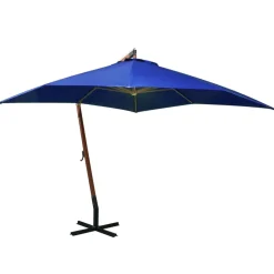 MAISON EXCLUSIVE - Parasol de jardin suspendu avec mât bleu azuré bois de sapin