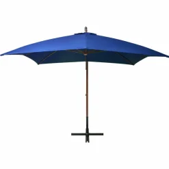 MAISON EXCLUSIVE - Parasol de jardin suspendu avec mât bleu azuré bois de sapin