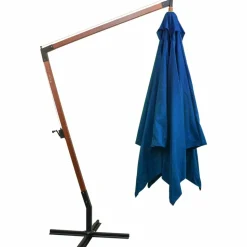 MAISON EXCLUSIVE - Parasol de jardin suspendu avec mât bleu azuré bois de sapin