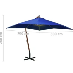 MAISON EXCLUSIVE - Parasol de jardin suspendu avec mât bleu azuré bois de sapin